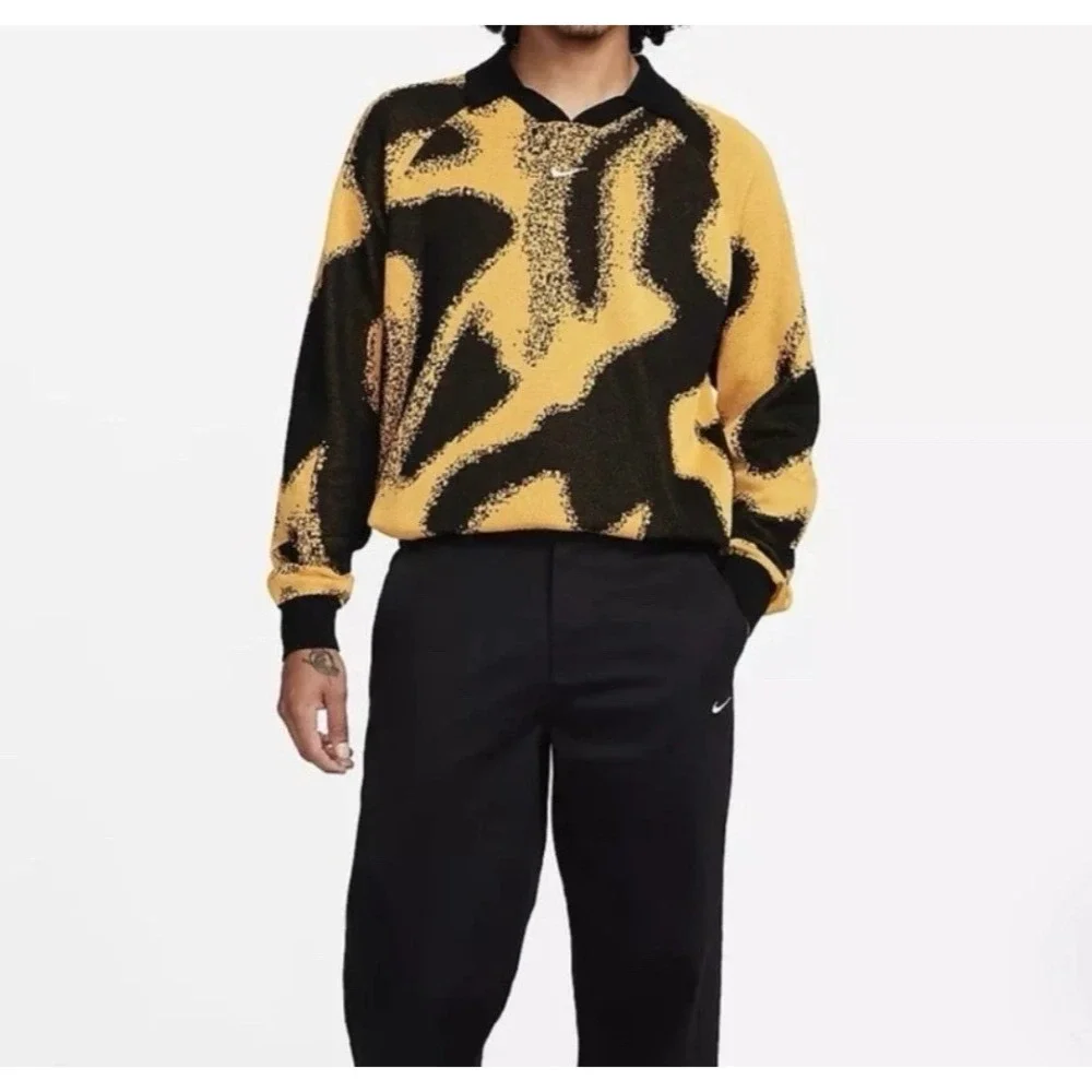 Nike Sweater Men XL Culture of Football Knit Soccer Black Gold Pullover NEW $130